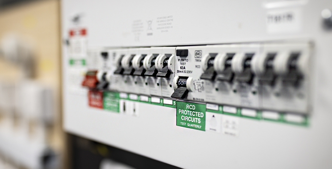 An unconnected electrical board which is used for review on a training course.